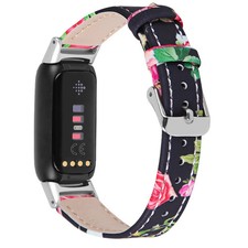 Genuine Leather Band Compatible with Fitbit Luxe Strap, Adjustable Leather Sport