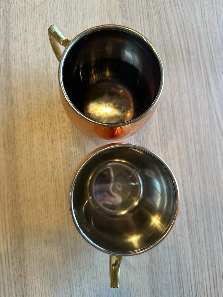 Винтажный ODI O.D.I. Твердый медный Москва мул кружка чашка набор из 2 латунных ручек - Изображение 2 из 3