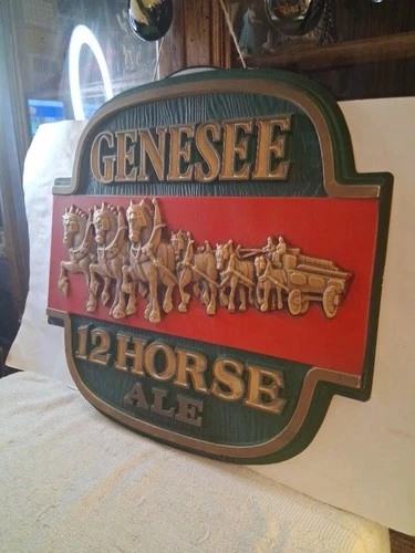 VTG Mirro-Products Genesee 12 Horse Ale 16"X16" Plastic Beer Sign For Mancave.