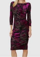 Adrianna Papell Women's Black/Purple Metallic Velvet Cowl-Back Dress Size 12