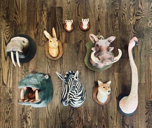 Cody Foster Paper Mache Animal Heads- 9 in Total, great for a child's room!