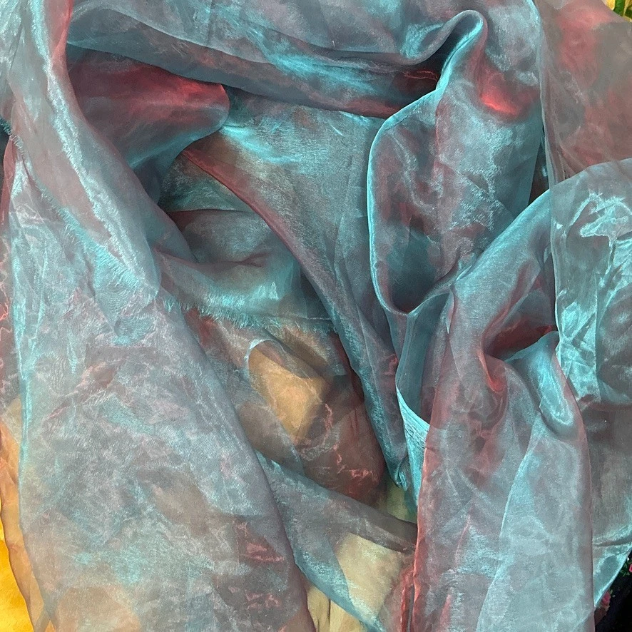 TWO-TONE Organza Fabric Party Draping Costumes Fancy Dress 60" TURQUOISE RED - Image 3 of 3