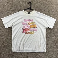 Vintage Best Mom In The World T-Shirt Size XL Screen Stars Single Stitch White