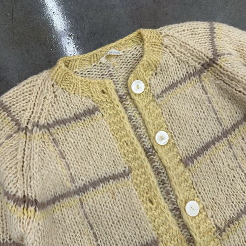 Vintage 40/50s Women’s Yellow Brown Knit Sweater Button Up Made In Italy S/M - Picture 2 of 7