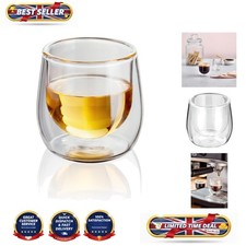 Set of 2 Double-Walled Espresso Coffee Shot Glasses - Unique Handcrafted Glass