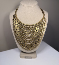 Stella & Dot Signed Gold Tone Layered Bib Mul...