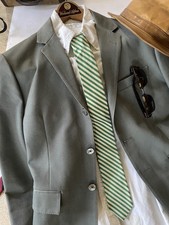 Nice Tie Polo Ralph Lauren Men's Green Stripe Silk Tie Made in Italy