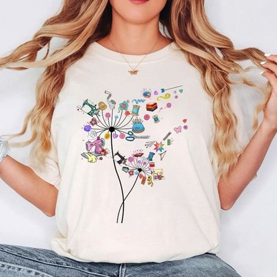 Cute Sewing Dandelion T-Shirt Quilting Quilter Lover Shirt
