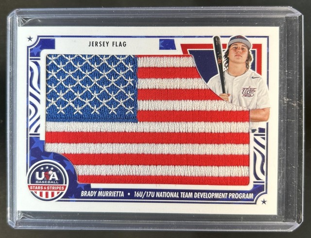 2024 Stars & Stripes USA Baseball Brady Murrietta Jumbo Materialien Flagge Aufnäher #/4
