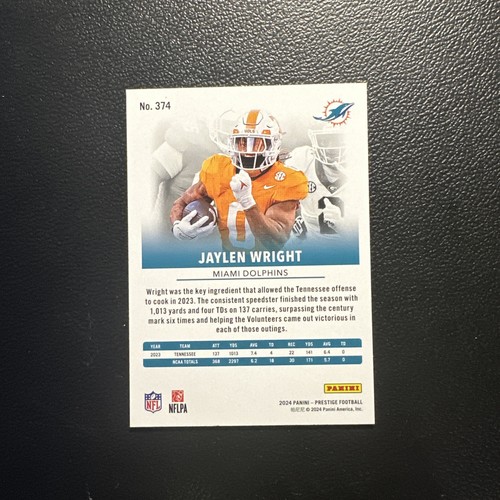 2024 Panini Prestige - Rookies #374 Jaylen Wright (RC) - Picture 2 of 2