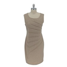 01529 Calvin Klein Starburst Sheath Dress Tan size 10 preppy Business casual