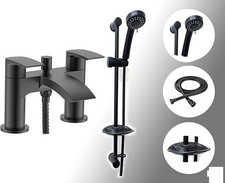 Black bath shower mixer tap and slide rail kit Complete Kit - 10 Year Guarantee