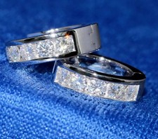 2 Ct Round Cut Lab Created Diamond Huggie Hoop Earrings 14k White Gold Plated