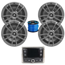 Bluetooth Digital Media Marine Audio Receiver, 4x 6.5" 180W Speakers, Wire