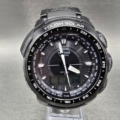 Casio Pro Trek PRG-510 Watch Men 49mm Black Solar Triple Sensor Alarm Round Runs