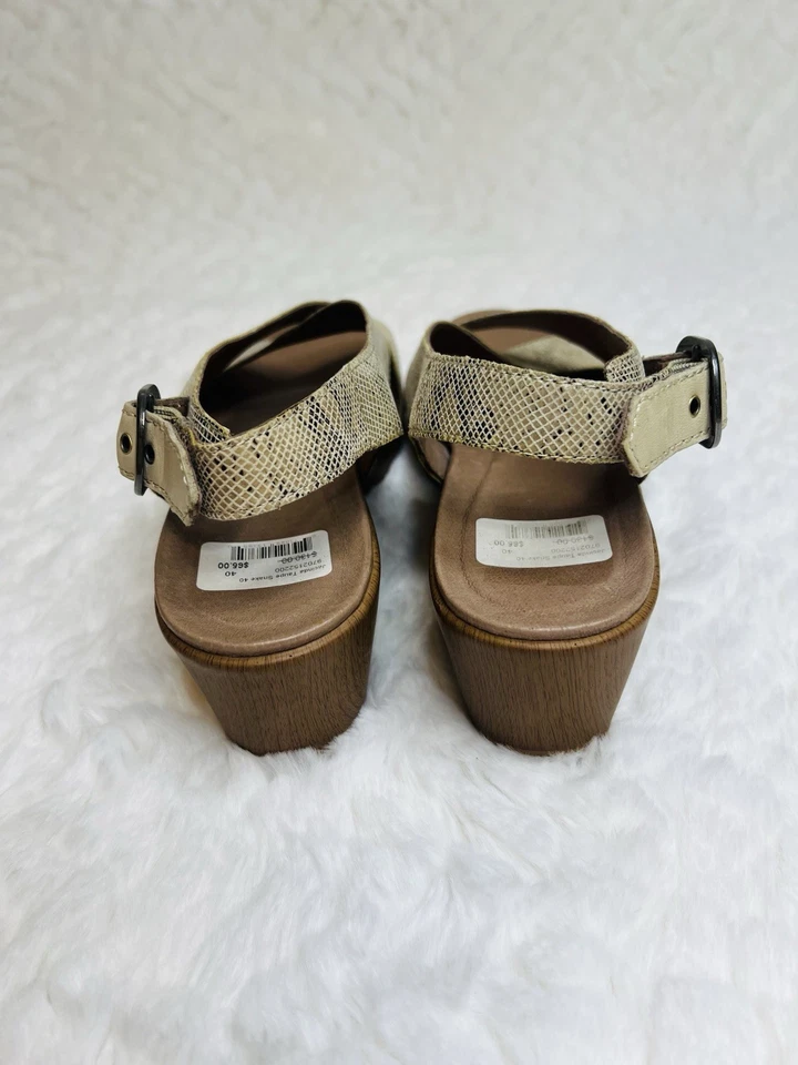 Sandalias Dansko Para Mujer 40 Jacinda Cuero Taupe Tostado Estampado Serpiente Zapatos con Cordones Foto 3 de 4