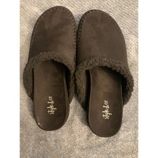 Style Co SNC Brooklynn Black Faux Suede Fur Lined Slide Slippers Womens 6.5M