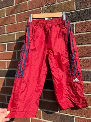 Vintage Toddler Adidas Red Nylon Snap Away Track Pants Size 3t