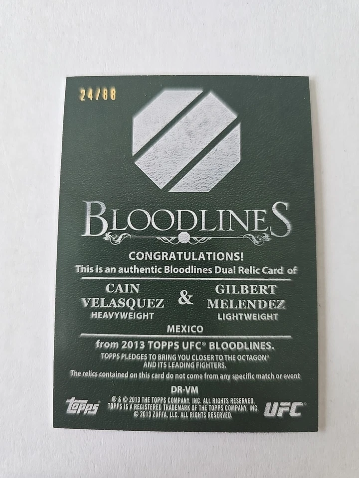 2014 UFC Bloodlines Dual Relic /88 Cain Velasquez Gilbert Melendez DR-VM - Image 2 of 3
