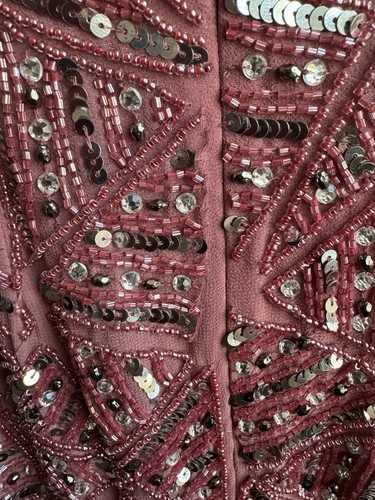 Mac Duggal Midi-Kleid geometrisch Pailletten wadenlang Gr. 2 538 $ Rosenholz C*1473 - Bild 10 von 14