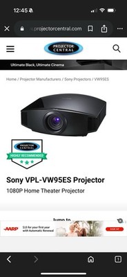 Sony VPL-VW95ES 3D Home Theater Projector with Screen + Mount + Remote 