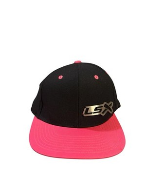 LSX Racing SnapBack Hat Black Pink Metal Laser Cut Logo Lightweight Casual