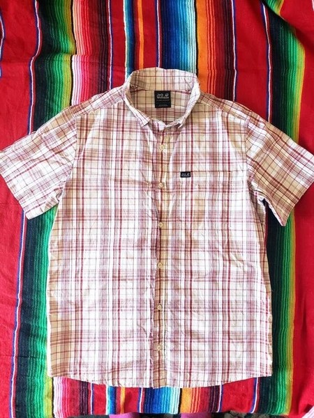 Men Jack Wolfskin Shirt Beige Cotton 38 / M / 46