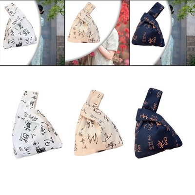 Chinesische Kalligraphie Muster Knoten Tasche Handy Geldbörse Dame Retro Stil Handgelenktasche