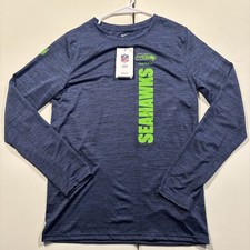NWT Youth XL 18/20 Nike Dri-Fit NFL Seattle Seahawks Long Sleeve T-Shirt Blue