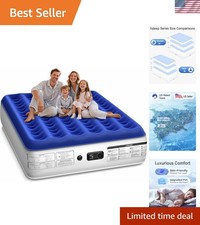 Queen Air Mattress with Built in Pump Luxurious Comfort Raised Inflatable Mat...