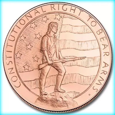 1 AVDP OZ COPPER ROUND: ''Second Amendment''   .999 Fine Pure Copper