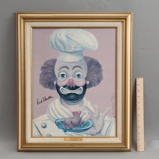RED SKELTON Ltd Ed Signed Clown Giclee Canvas Chef & Turkey Roast Chicken & COA