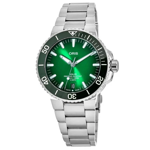 New Oris Aquis Date 43mm Green Dial Men's Watch 01 400 7763 4157-07 8 24 09PEB