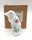 Fenton Milk Glass Grooming Kitty Floral Print Handpainted/Signed By M. Caplinger