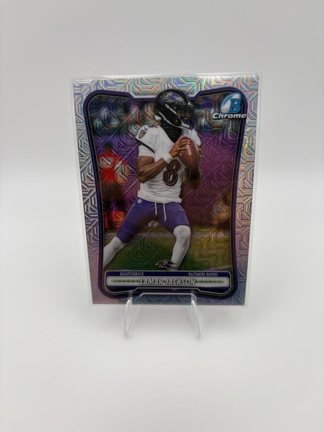 Topps 2026 Bowman Chrome Lamar Jackson Ravens Mojo Refractor BCV-8