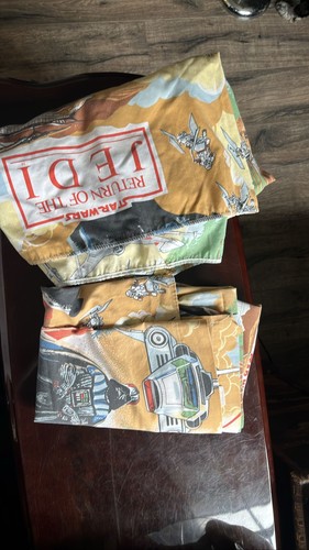 Hoja plana gemela vintage 1983 Star Wars El Retorno del Jedi Darth Vader Ewok