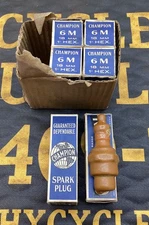 EXTREMELY RARE NOS SET OF 6 CHAMPION 6M SPARK PLUGS 18MM 1" HEX — SEALED IN WAX