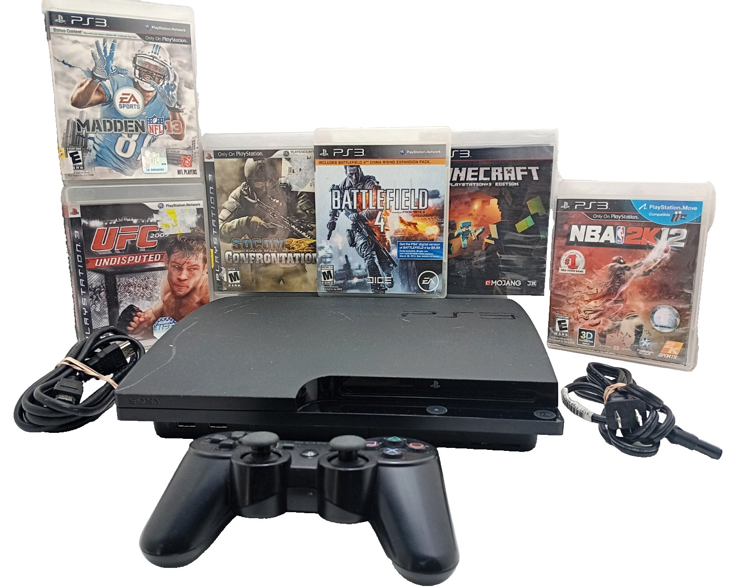 Sony PlayStation 3 Slim 150GB console bundle w/ 6 games & controller- Tested