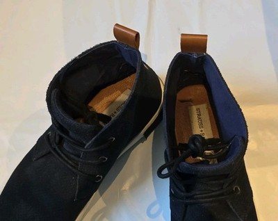 STRAUSS + RAMM Men's Black Leather Chukka Casual Comfort Shoes