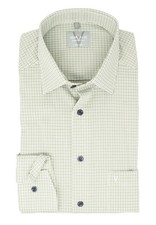 Marvelis Mens Business Shirt Comfort Fit Kent Collared Long Sleeve Check Olive