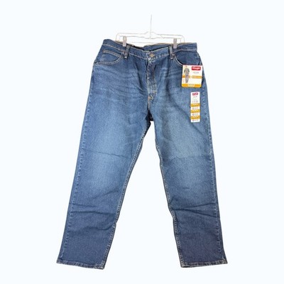 Wrangler Five Star Premium Men's Relaxed Fit Jeans 42x32 S-Flex Comfort Denim Bl