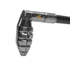 Grenade Handle Metal Silver Cane Walking Hiking Stick Men Women US Military Gift