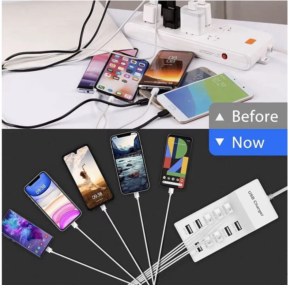 10-Port USB Wall Charger Station with Rapid Charging Auto Detect Technology Safe - Image 4 of 4