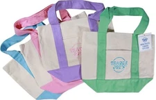 Trader Joe's Pastel Mini Canvas Tote Bags 2025 LIMITED EDITION NWT SET LOT OF 4
