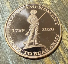 1789 Second Amendment Right To Bear Arms 1 Oz .999 Copper Round Coin