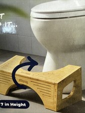 Bamboo Toilet Stool, Wooden Squatting Potty Stool for Adults, 7 Inch Toilet Stoo