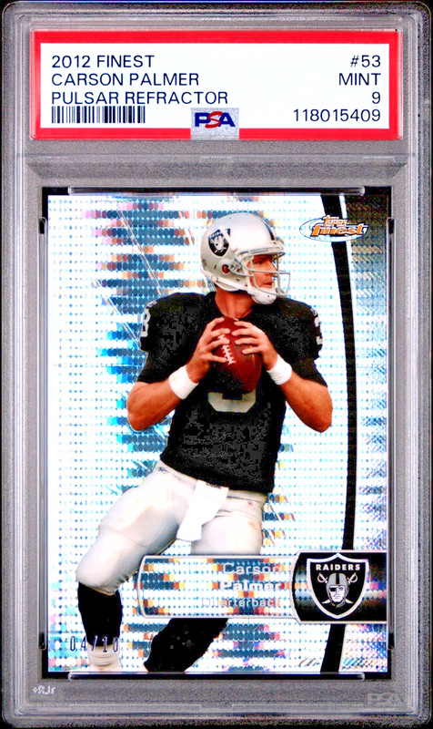 2012 Topps Finest 53 Carson Palmer Pulsar Refractor #/10 PSA 9 Oakland Raiders