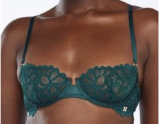 Savage X Fenty Green Lace Underwire Balconette Bra Size: 34C