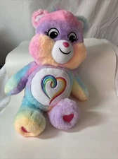Care Bears 2021 Togetherness Bear 15” Plush Soft Rainbow Tie Dye Heart Basic Fun