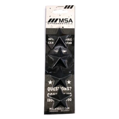 4 New BLACK MSA Off-Road Wheel Center Cap Stars Emblems fits All MSA-CAP Styles